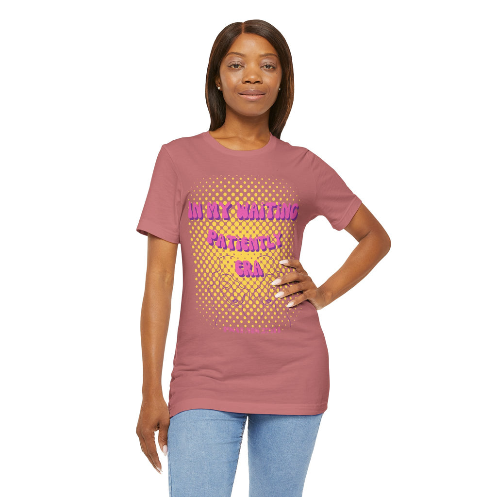 Women's 'In my Waiting Patiently Era' Tee - Yellow Graphic Jersey Short Sleeve
