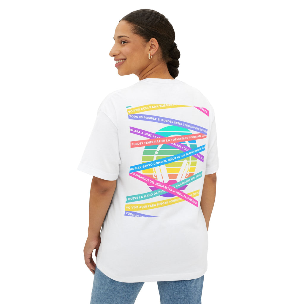 Woman's Spanish Music Tee (Música Cristiana letras)— Oversized Boxy with Colors