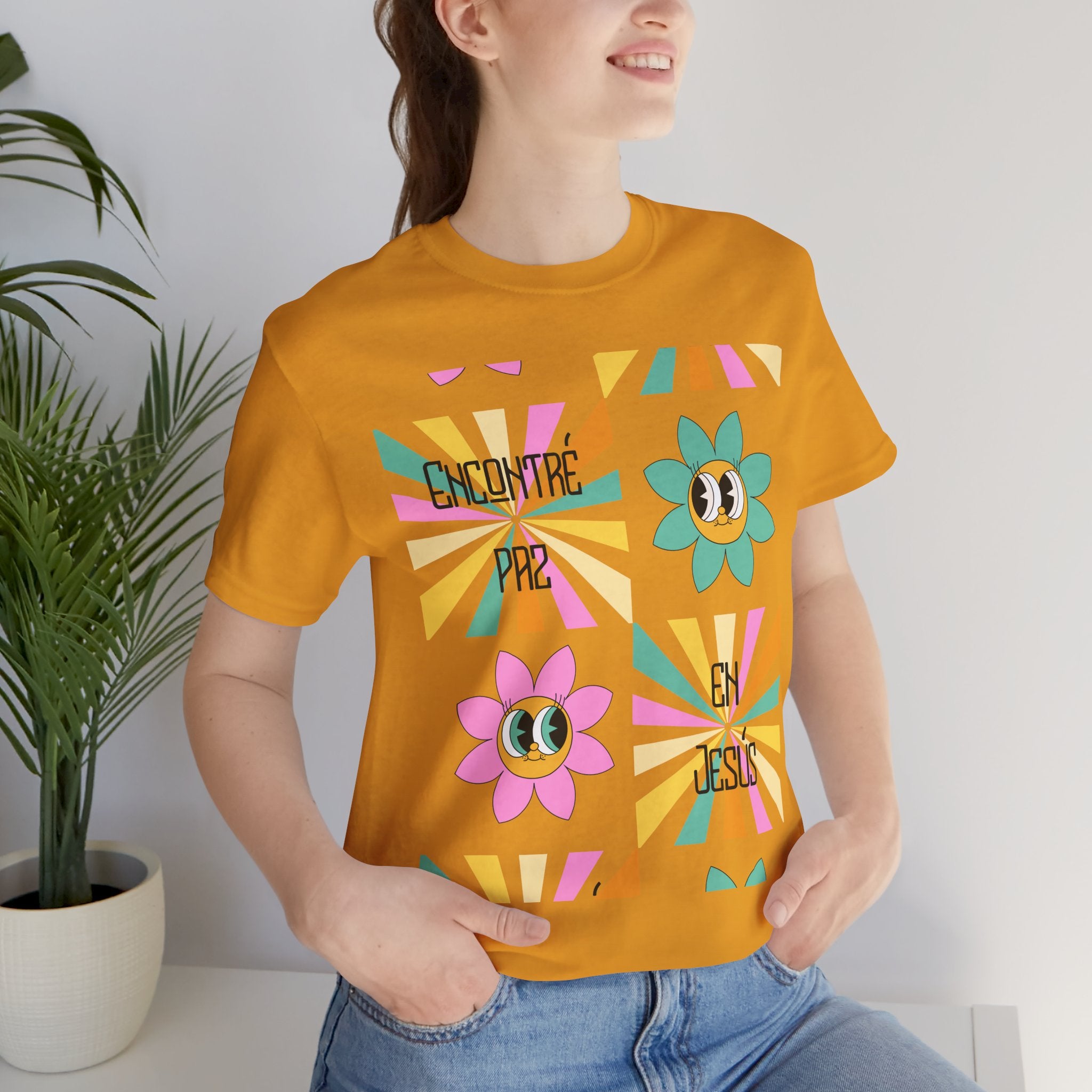 Woman's Spanish "Encontré paz en Jesús"- Camisa Retro Español