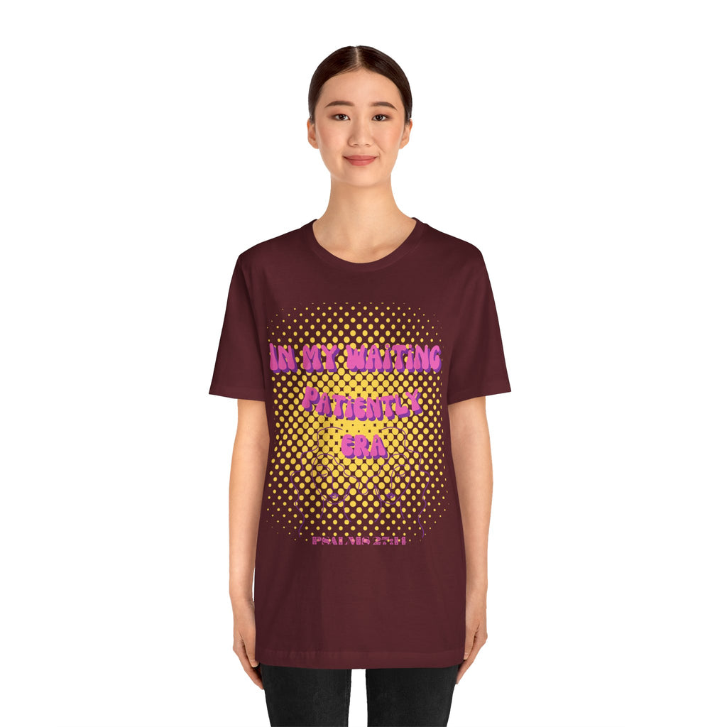 Women's 'In my Waiting Patiently Era' Tee - Yellow Graphic Jersey Short Sleeve
