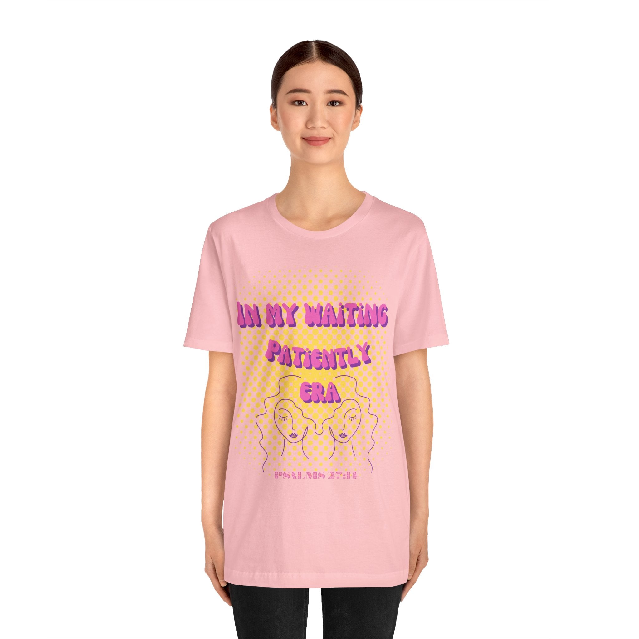Women's 'In my Waiting Patiently Era' Tee - Yellow Graphic Jersey Short Sleeve