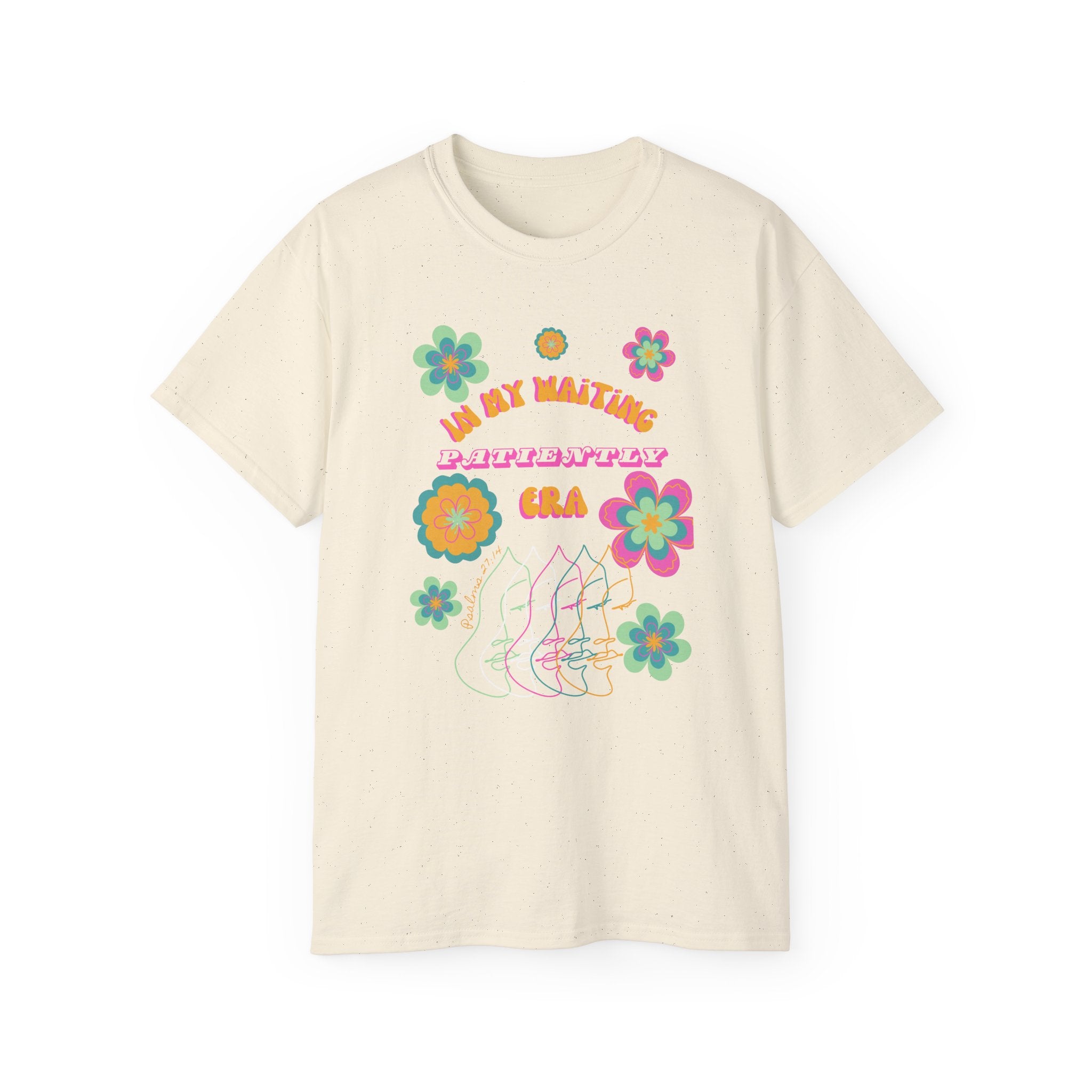 Retro Floral "In My Waiting Patiently Era" Ladies' V-Neck T-Shirt