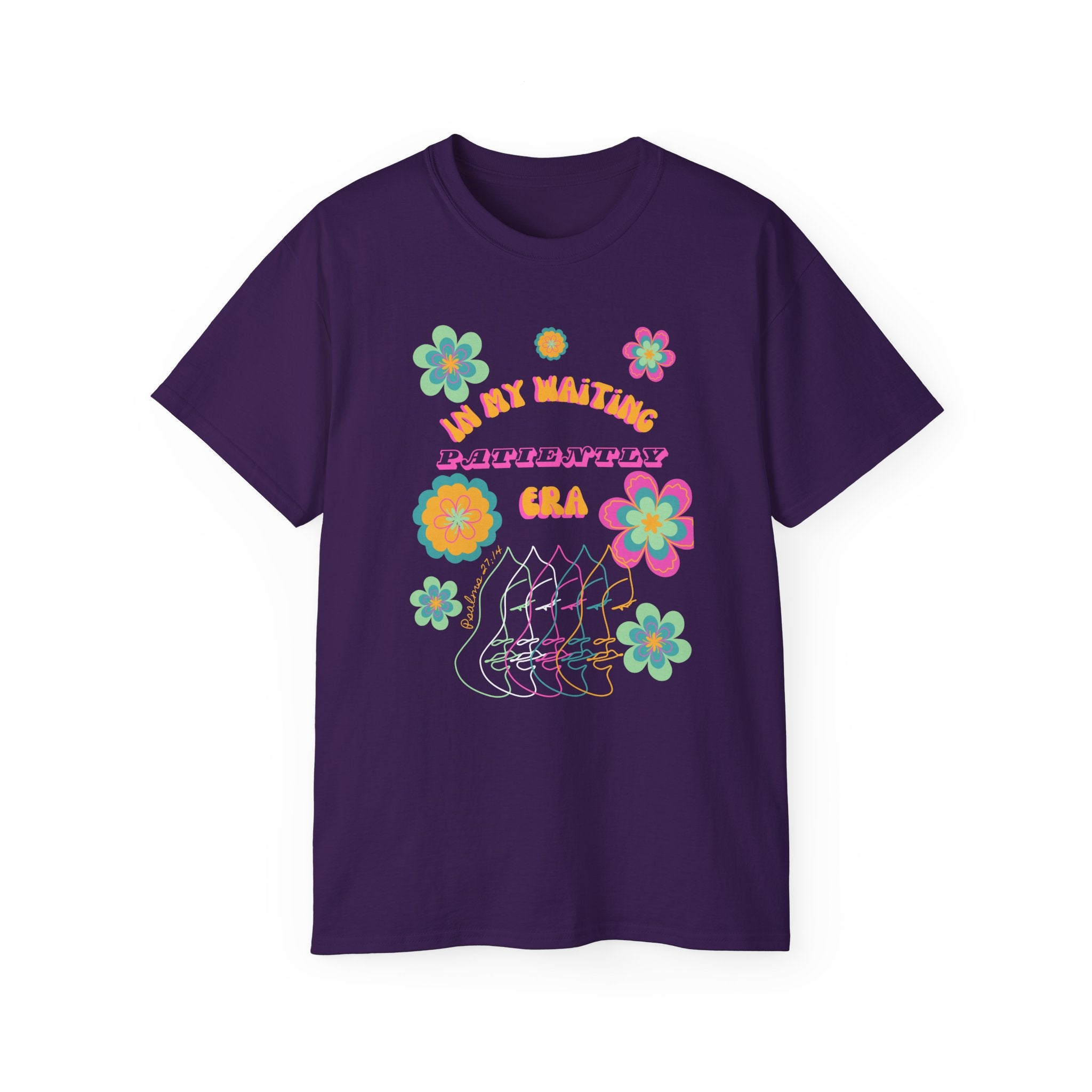 Retro Floral "In My Waiting Patiently Era" Ladies' V-Neck T-Shirt