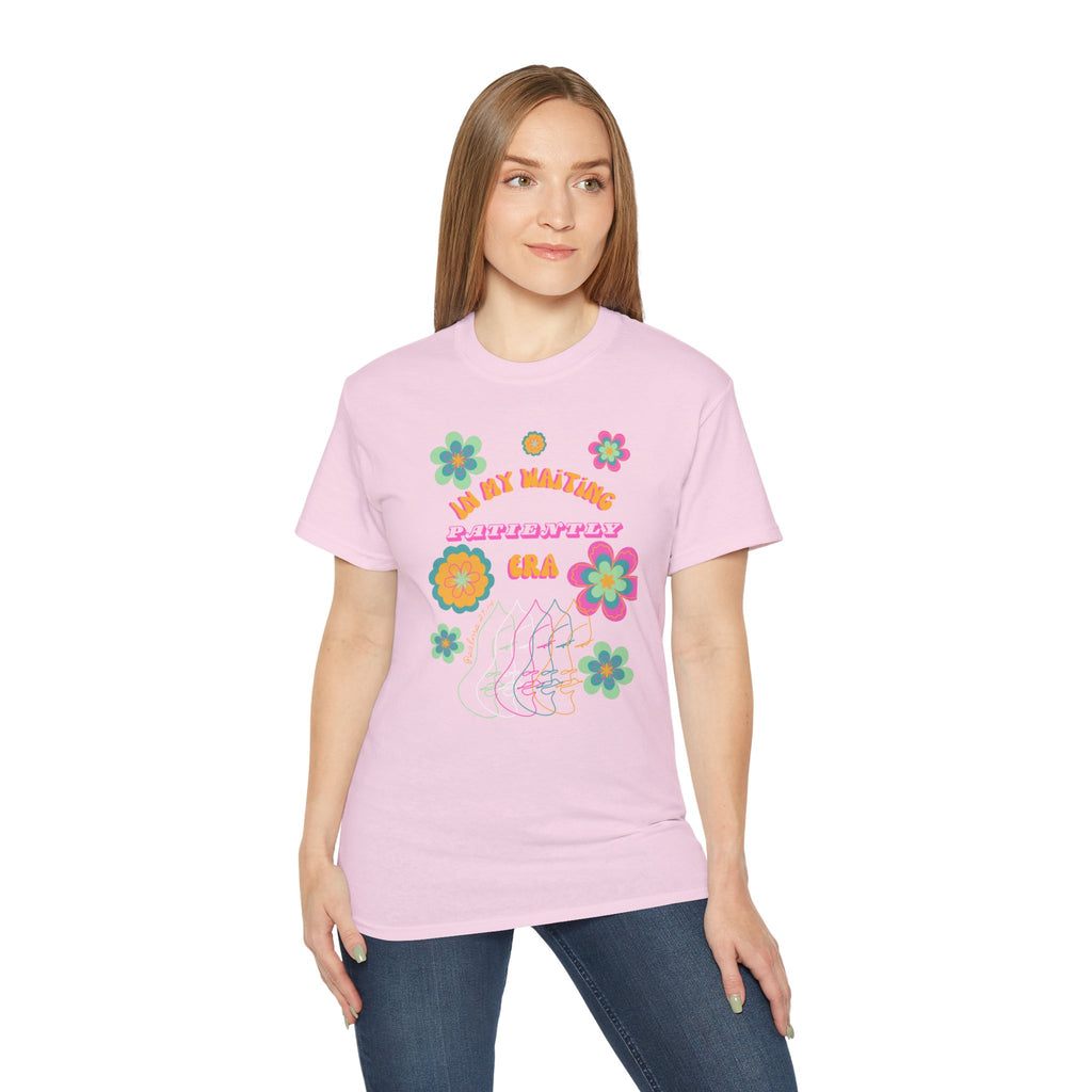 Retro Floral "In My Waiting Patiently Era" Ladies' V-Neck T-Shirt