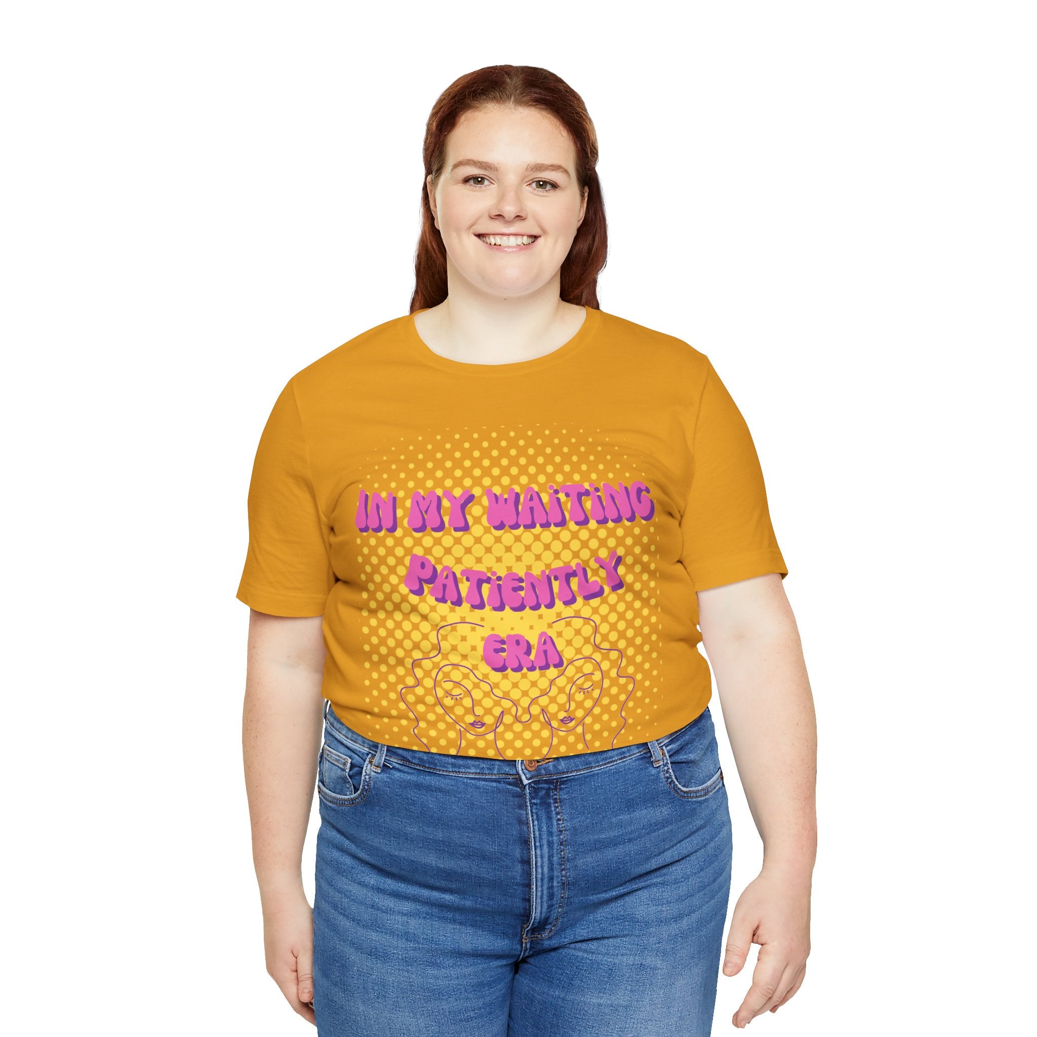 Women's 'In my Waiting Patiently Era' Tee - Yellow Graphic Jersey Short Sleeve