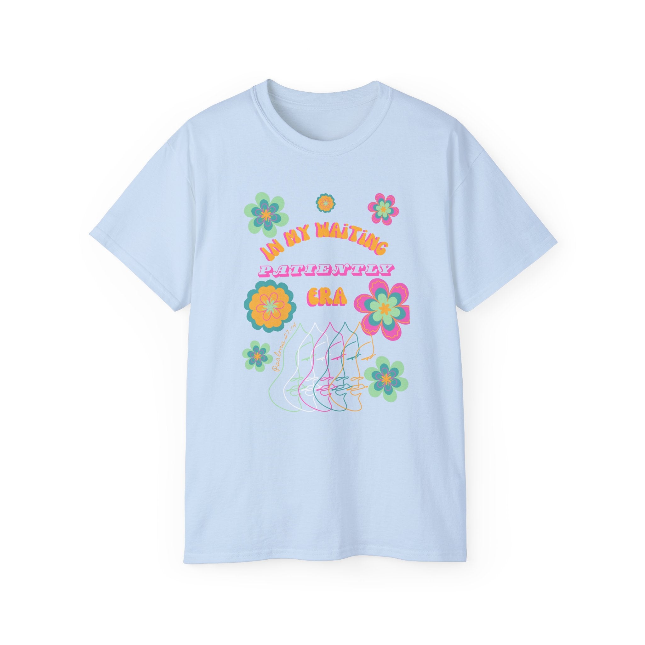 Retro Floral "In My Waiting Patiently Era" Ladies' V-Neck T-Shirt