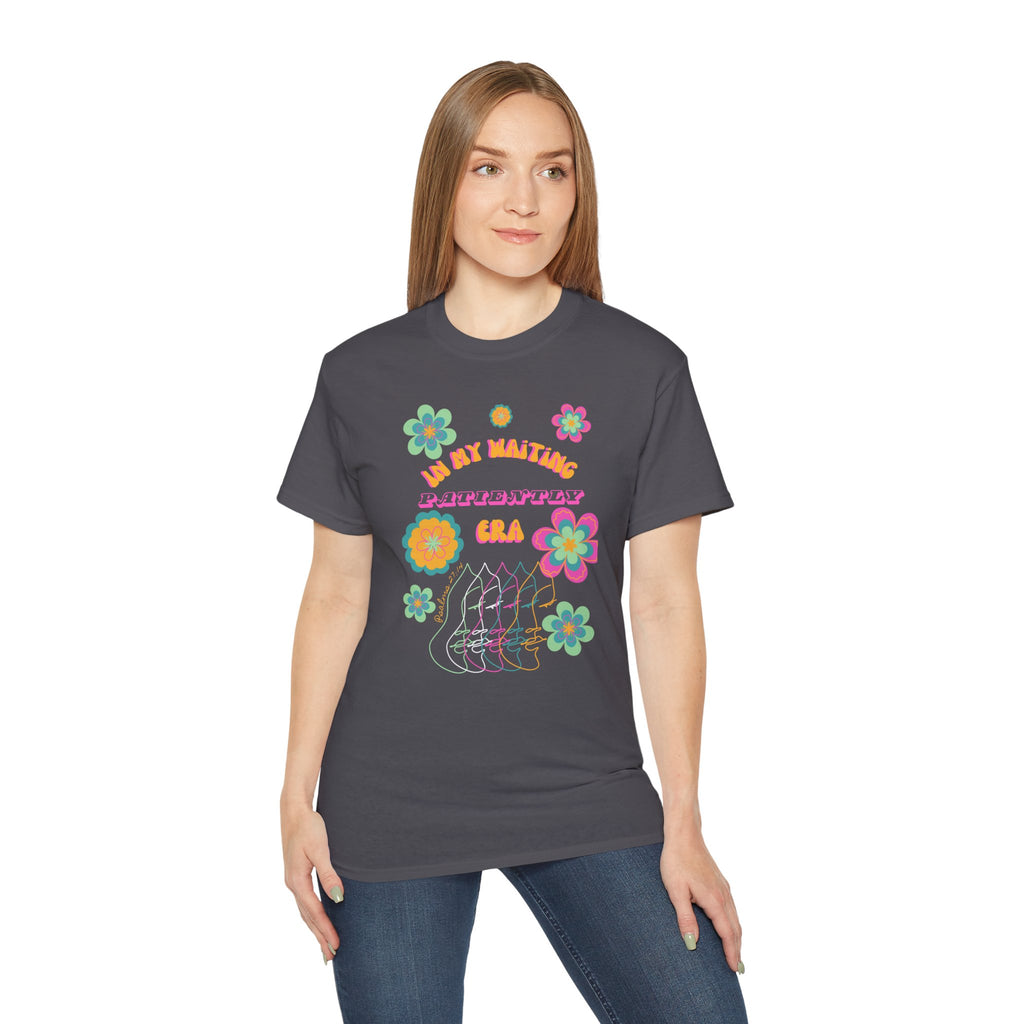 Retro Floral "In My Waiting Patiently Era" Ladies' V-Neck T-Shirt