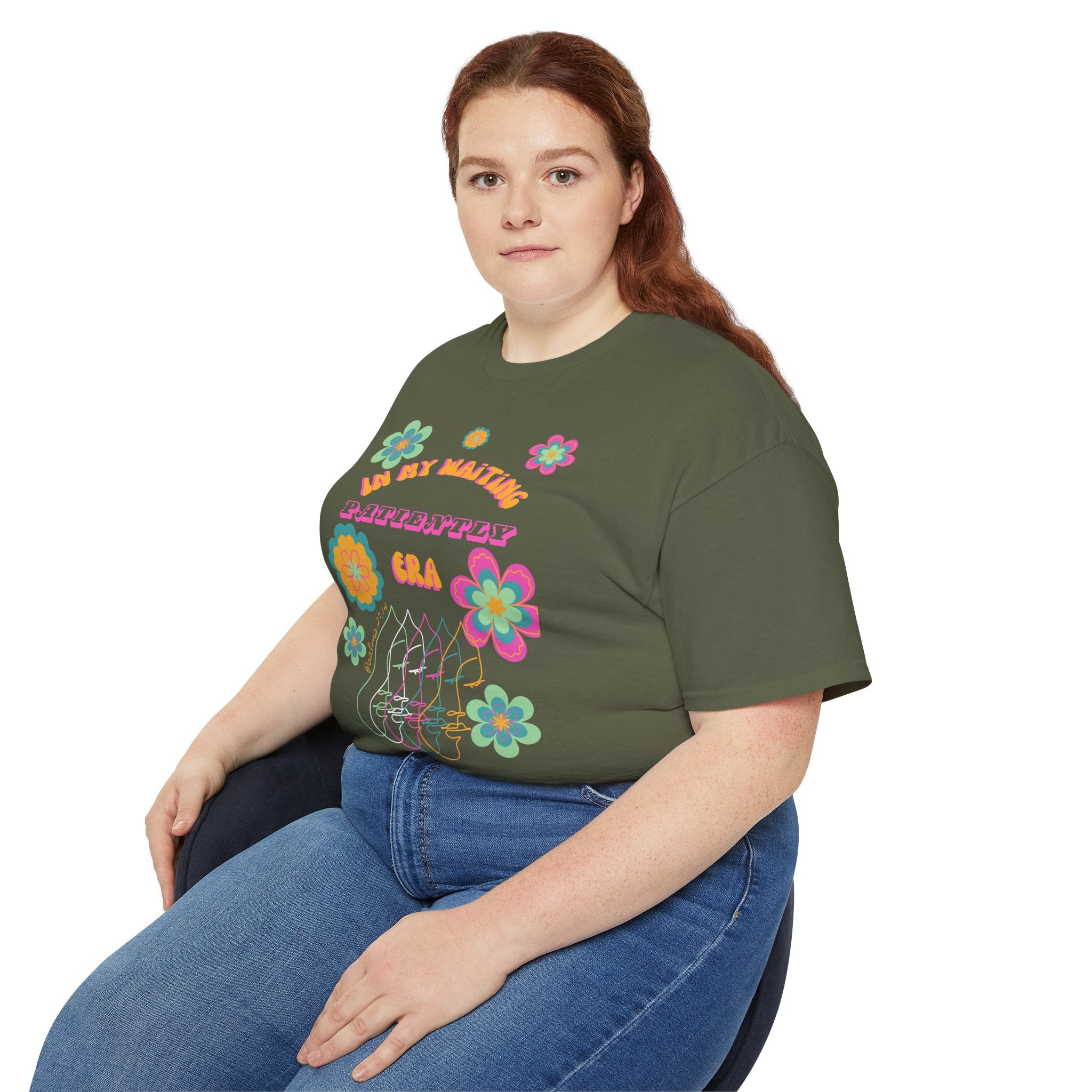 Retro Floral "In My Waiting Patiently Era" Ladies' V-Neck T-Shirt