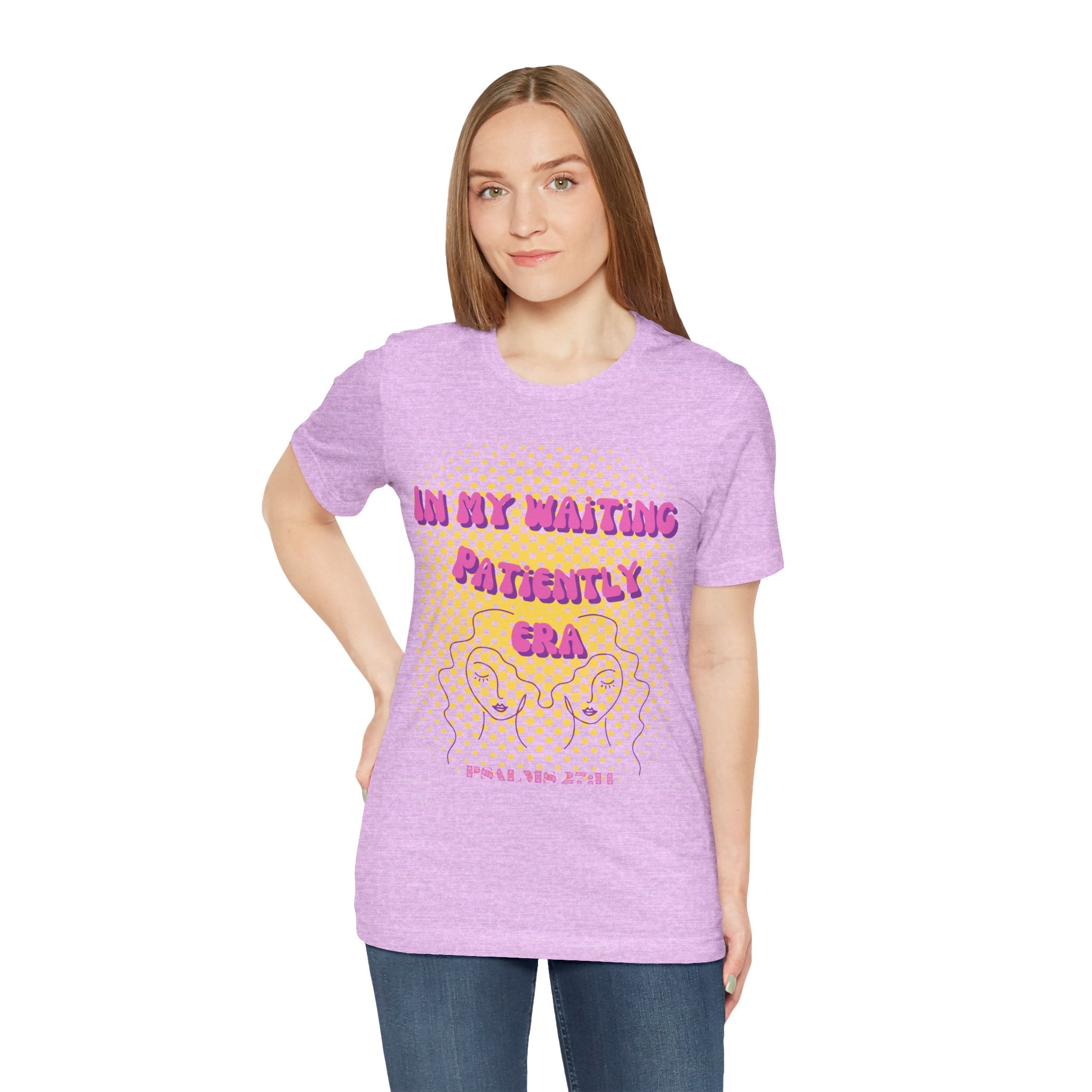 Women's 'In my Waiting Patiently Era' Tee - Yellow Graphic Jersey Short Sleeve