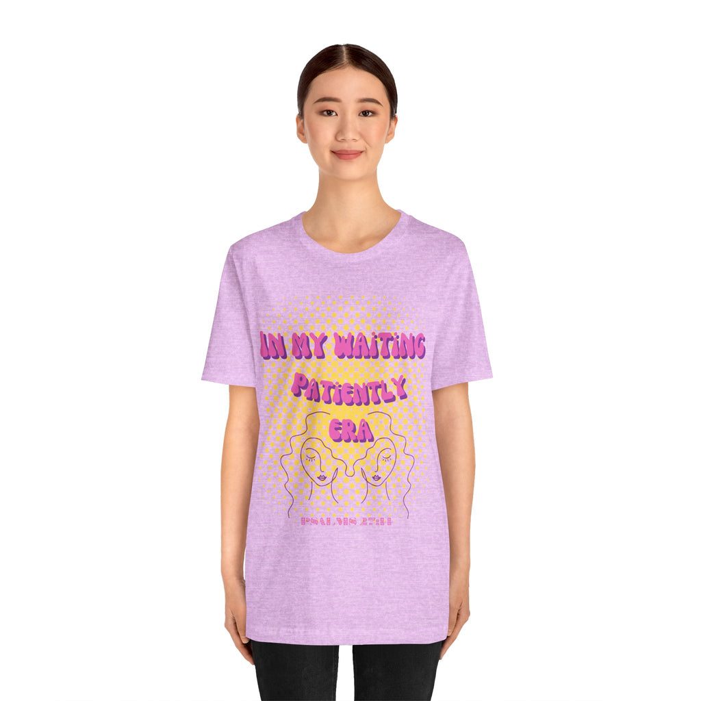 Women's 'In my Waiting Patiently Era' Tee - Yellow Graphic Jersey Short Sleeve