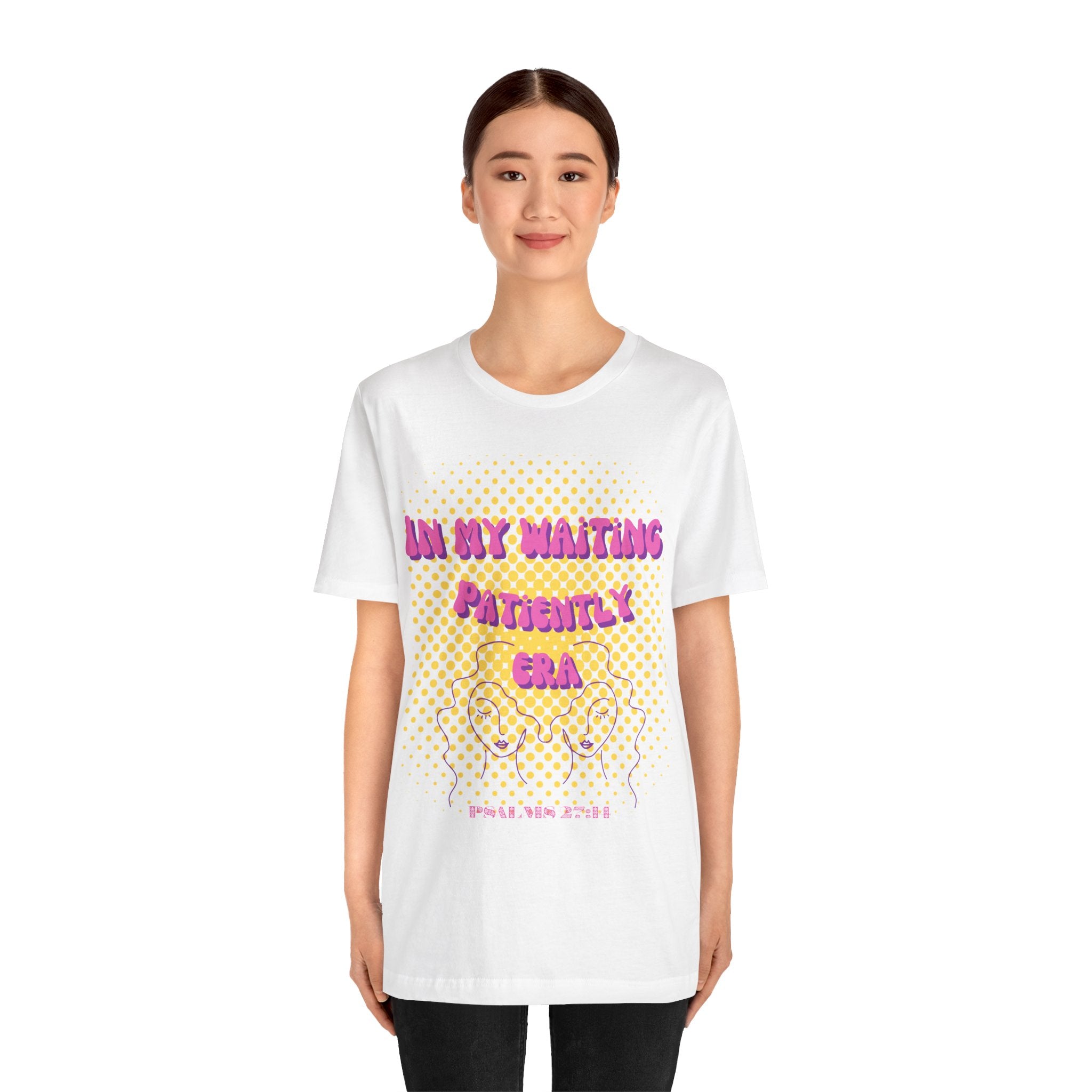 Women's 'In my Waiting Patiently Era' Tee - Yellow Graphic Jersey Short Sleeve
