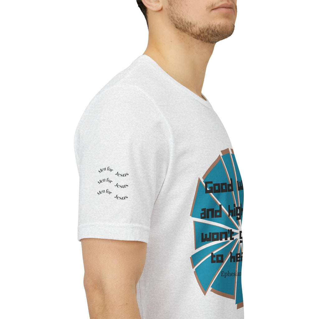 Mens Jersey Short Sleeve Tee- "Good works and high titles"